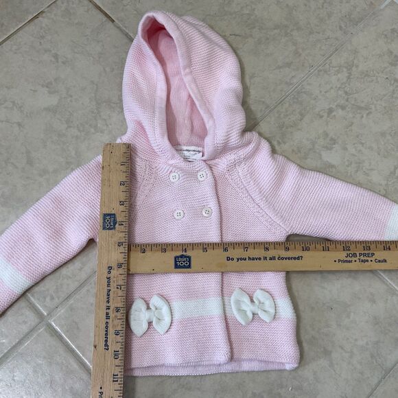 Rock A Bye Baby Cardigan Sweater jacket Size 6-12 Months Pink w bows - Picture 6 of 10